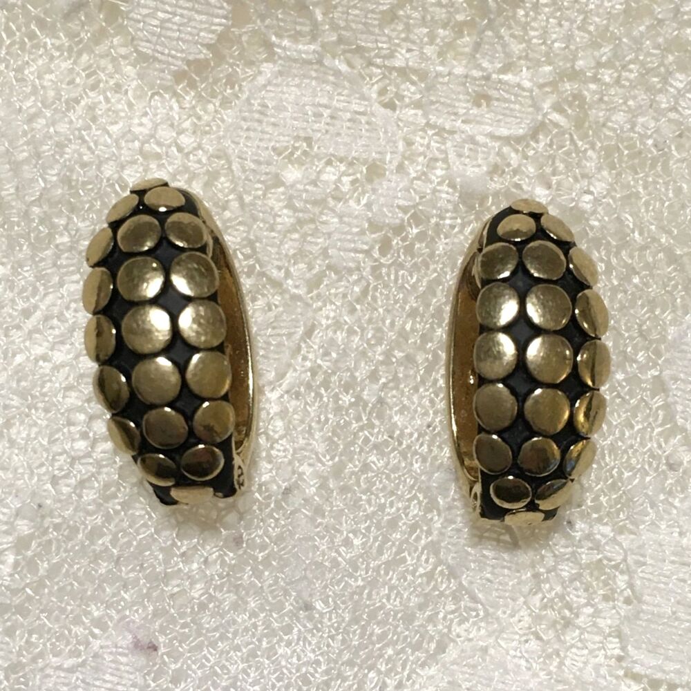 Vintage Monet Clip Ons Earrings Huggies Magnetic Clips gold Tone Modernist style